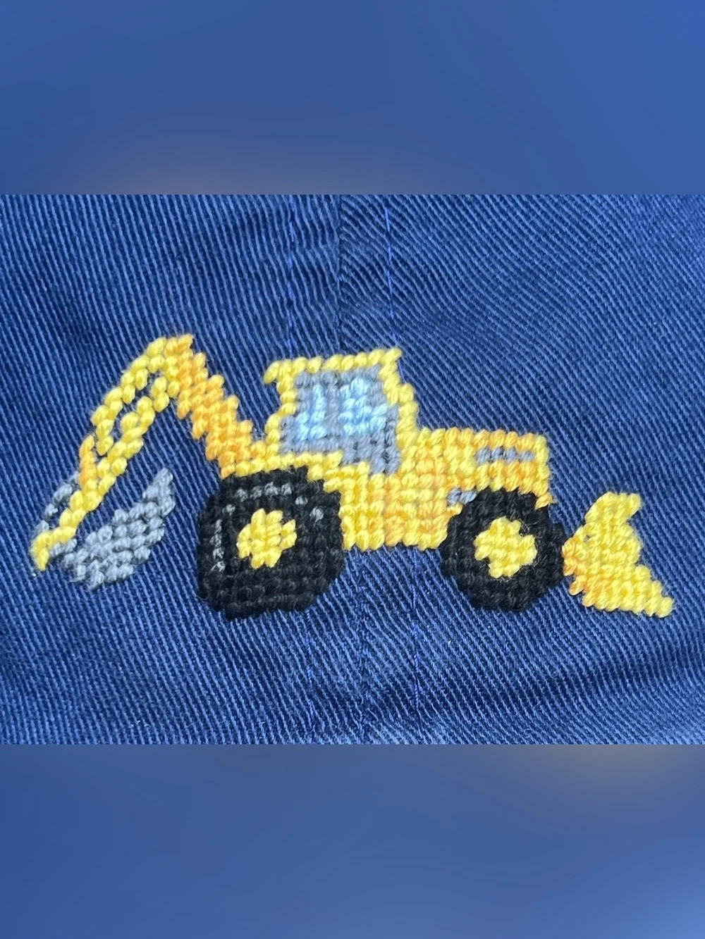 Smathers & Branson Kids Blue Strap Back Twill Hat Needlepoint Backhoe One Size